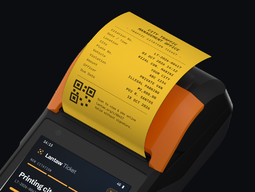 A ticket printing out of the device
